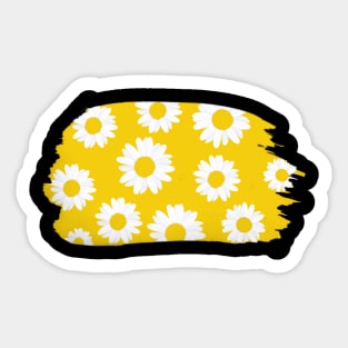 Daisy Minimal Yellow Background & White Petals Cute Blossom Sticker
